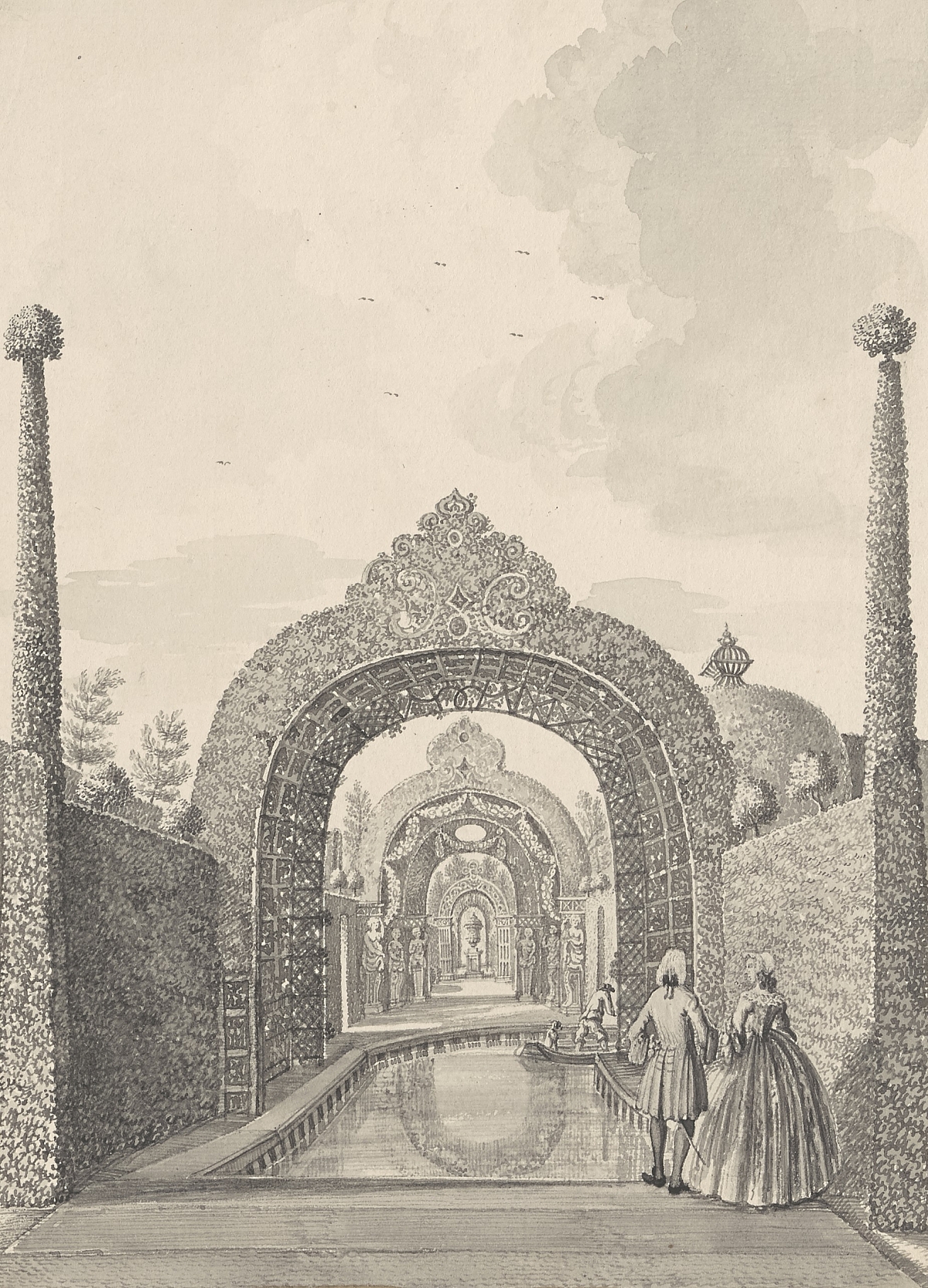 Zijdebalen Gezicht vanaf de brug tegenover het speelhuis