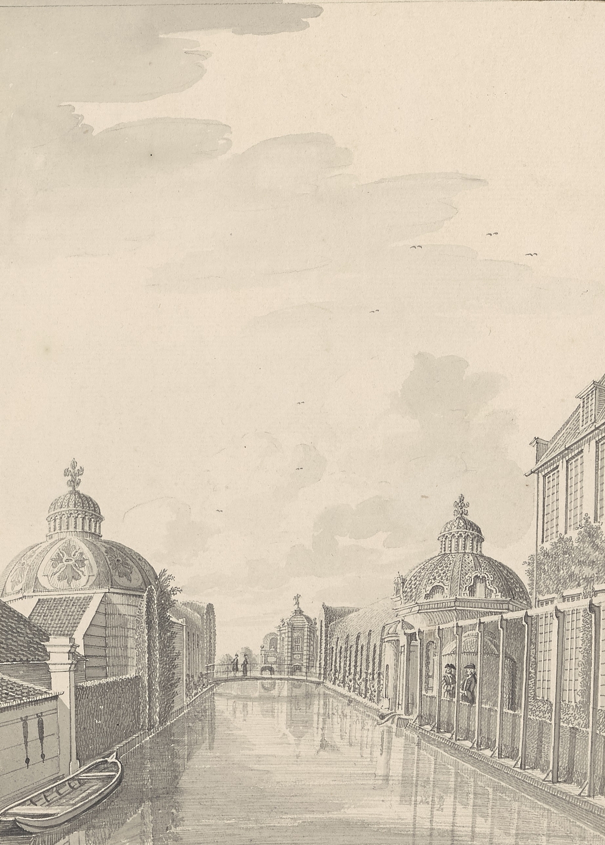 Zijdebalen Gezicht vanaf de nieuwe fabriek op de beide grotten en het speelhuis