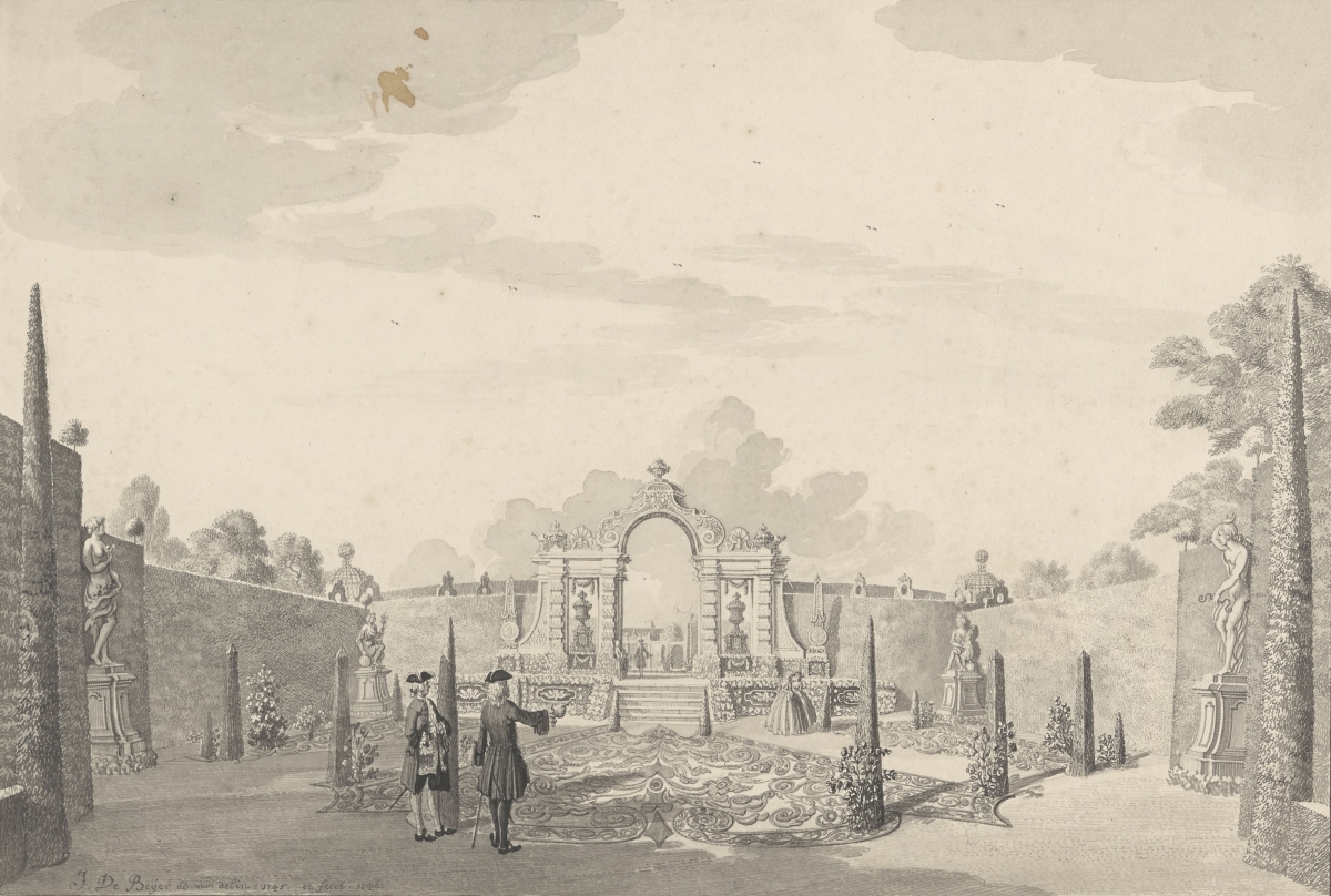 Zijdebalen Gezicht over de parterre op het Bergje