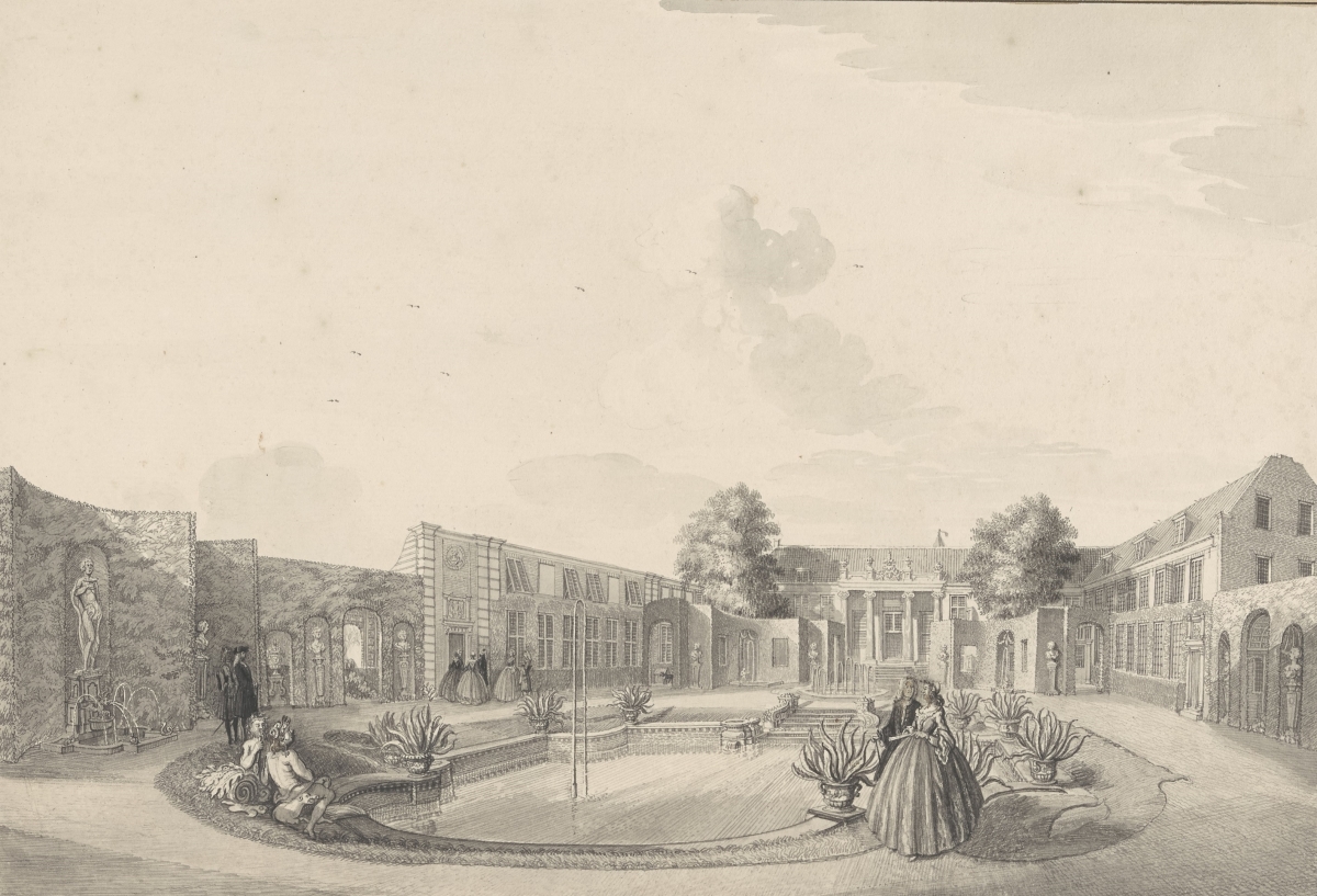 Zijdebalen Gezicht op de vijver en het huis