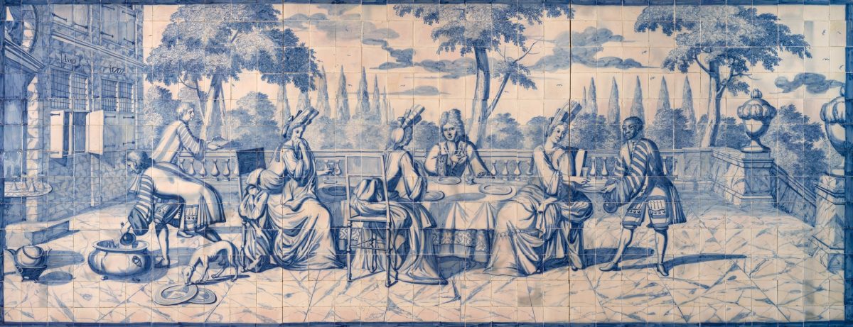 Willem van der Kloet tegeltableau elegant gezelschap